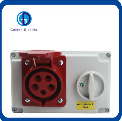 IP44 Waterproof Industrial Interlock with Switch 3p 5p 32A External Screws Acid-Proof S/S