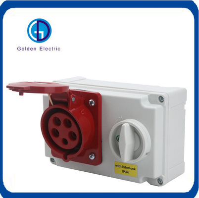 IP44 Waterproof Industrial Interlock with Switch 3p 5p 32A External Screws Acid-Proof S/S