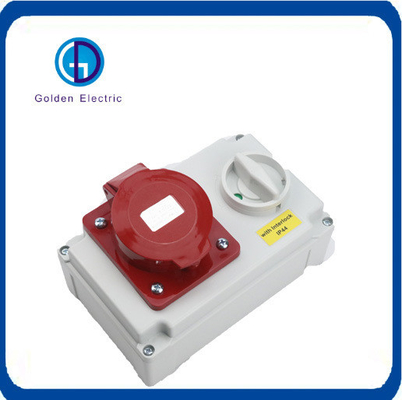IP44 Waterproof Industrial Interlock with Switch 3p 5p 32A External Screws Acid-Proof S/S
