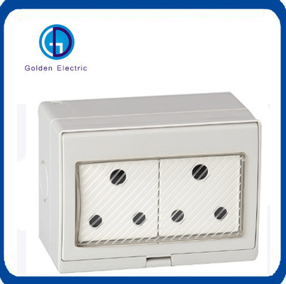 Flame Retardant PC Plastic Shell 2gang Waterproof Wall Switch Socket for Home 16A 250V