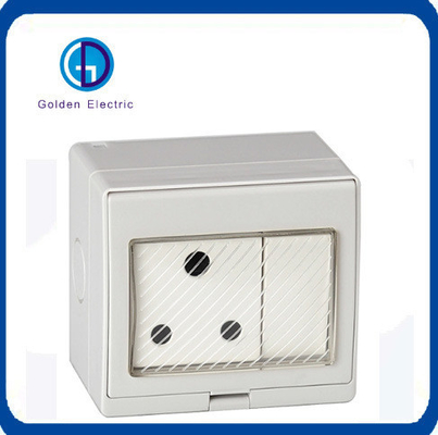 Flame Retardant PC Plastic Shell 2gang Waterproof Wall Switch Socket for Home 16A 250V