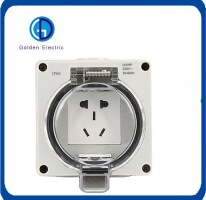 1gang IP66 Waterproof Switched Sockets 13A Flame Retardant PC Plastic Shell Material