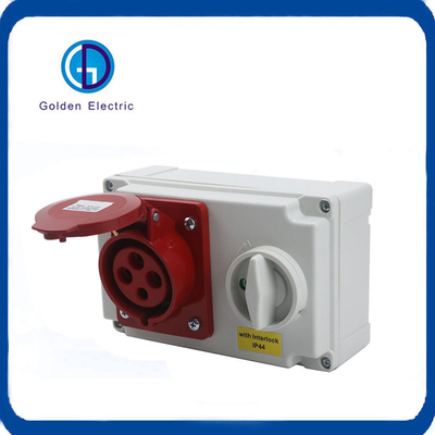 415V IP44 Industrial Plug And Socket Four Hole With Multi Function