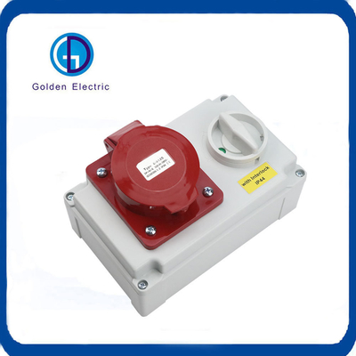 16A 5 Digits IP44 380V 3p N E Industrial Electrical Plug Socket with Lock and Switch