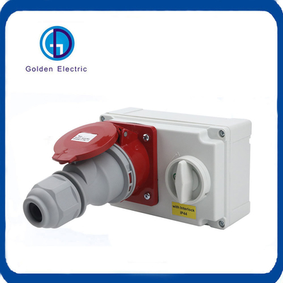 16A 5 Digits IP44 380V 3p N E Industrial Electrical Plug Socket with Lock and Switch