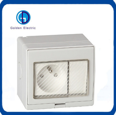 French Type 16A 2 Gang Switch 2 Gang Socket Surface Mounted Waterproof Socket in White