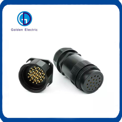 19pin Male Female Industrial Plug Socket Compact Structure Panel Mounting Angled Socket