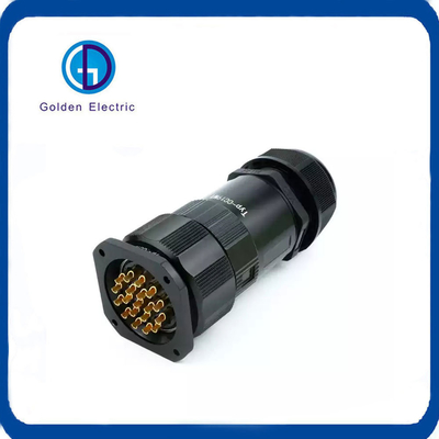 19pin Male Female Industrial Plug Socket Compact Structure Panel Mounting Angled Socket