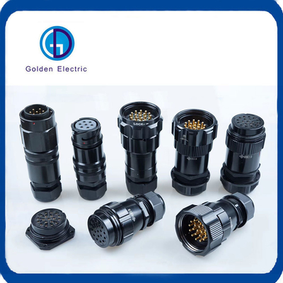 19pin Male Female Industrial Plug Socket Compact Structure Panel Mounting Angled Socket