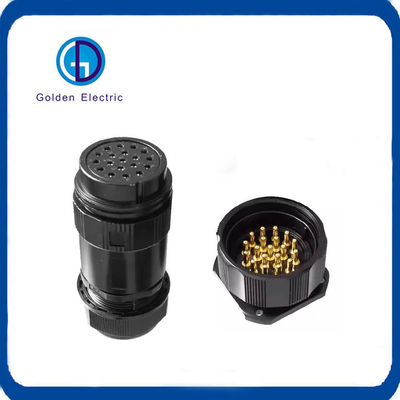 19pin Male Female Industrial Plug Socket Compact Structure Panel Mounting Angled Socket