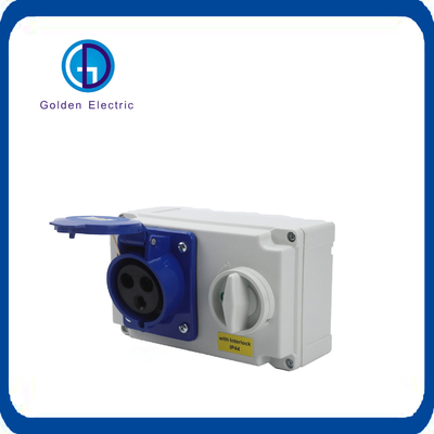 Witte IP67 63A vergrendelde stopcontact aanpassing Kleine grootte met schakelaar 3pins