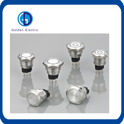 110V LED Voltage 110V Flat IP67 Waterproof Metal Push Button Switch for Electronic