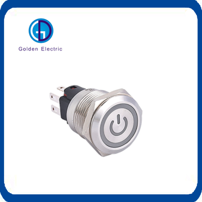 110V LED Voltage 110V Flat IP67 Waterproof Metal Push Button Switch for Electronic