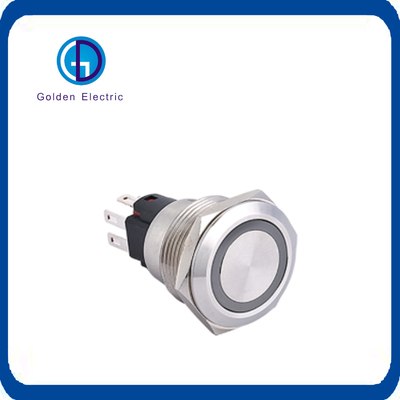110V LED Voltage 110V Flat IP67 Waterproof Metal Push Button Switch for Electronic