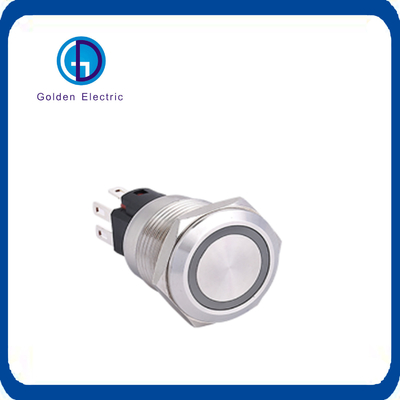 110V LED Voltage 110V Flat IP67 Waterproof Metal Push Button Switch for Electronic