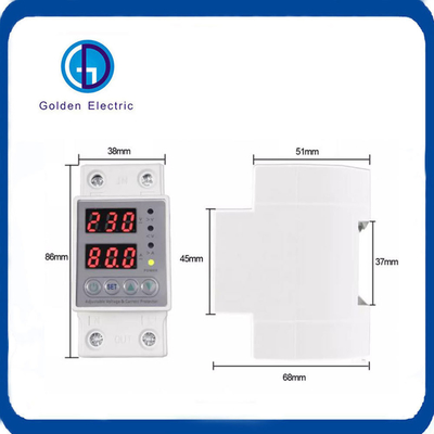 Dual LED Display 40A 63A 80A 220V 230V Adjustable Over Under Voltage Current Protective Device Protector Relay