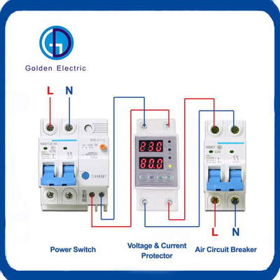 Dual LED Display 40A 63A 80A 220V 230V Adjustable Over Under Voltage Current Protective Device Protector Relay