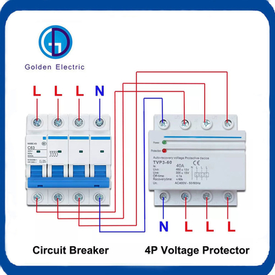 380V 60A DIN Rail Voltage Protective Device Auto Recovery with Three Phase