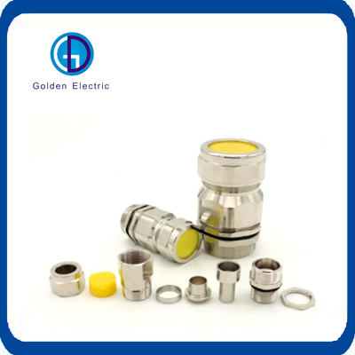 IP66 IP68 Explosion-Proof Metal Cable Gland with Nickel Plated Brass Customizable Sizes