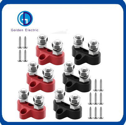 12-48V Battery Power Distribution Block with Dual M8 Terminal Studs and Screw Mounting