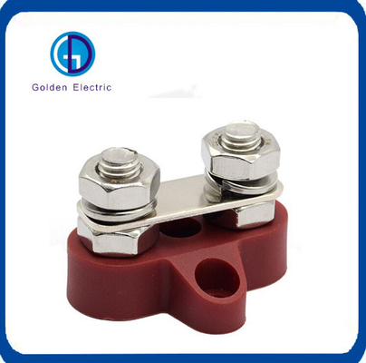 12-48V Battery Power Distribution Block with Dual M8 Terminal Studs and Screw Mounting