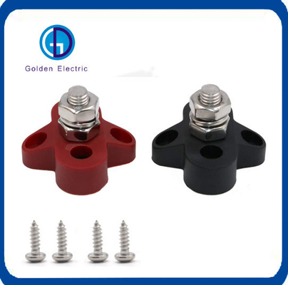 12-48V Battery Power Distribution Block with Dual M8 Terminal Studs and Screw Mounting