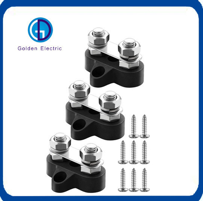 12-48V Battery Power Distribution Block with Dual M8 Terminal Studs and Screw Mounting