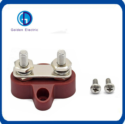 12-48V Battery Power Distribution Block with Dual M8 Terminal Studs and Screw Mounting