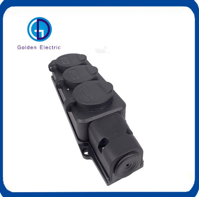 2pin IP54 Waterproof Connectors AC Power with Cover Wireless Extension 3 Outlets Power Strip 16A 3500W