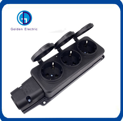 2pin IP54 Waterproof Connectors AC Power with Cover Wireless Extension 3 Outlets Power Strip 16A 3500W